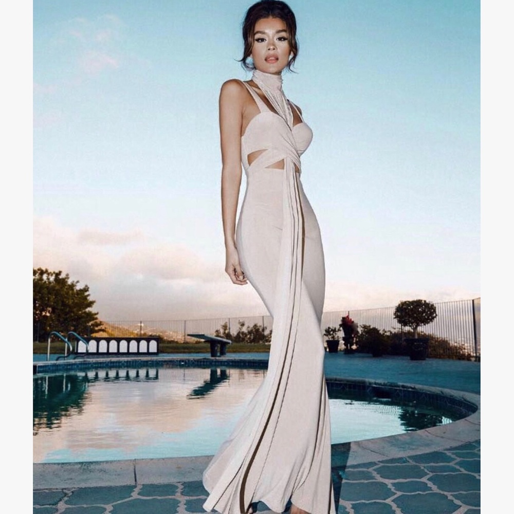 House of CB “Nou” Taupe Maxi Dress